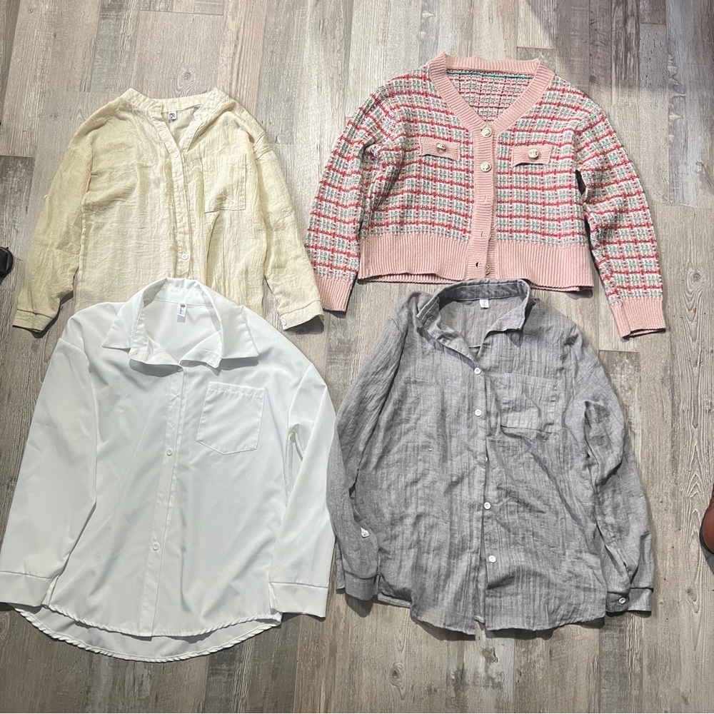YES STYLE Bundle - 3 button down shirts/1 Plaid Sweater
